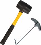 Merkloos / Sans marque Van Os Imports B.V. Rubberen hamer fiber steel 450 gram inclusief tent haringen uittrekker