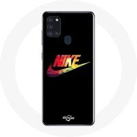 Nike Logo Hoesje voor Samsung Galaxy A21S Zwarte Achtergrond Maniacase