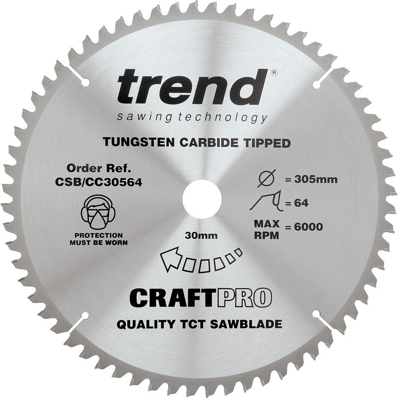 Trend Crosscut cirkelzaagblad 305x30x3mm 64T