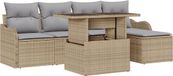 vidaXL Salon de jardin 6 pièces Beige Polyrotin