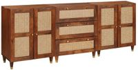 vidaXL Dressoir Set Massief Mango Hout Bruin 180 x 33 x 75 cm