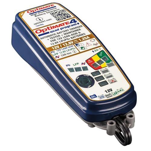 Optimate Tecmate Optimate 4 Quad Program - Gel / Lood / Lithium Acculader Druppellader - GOUD-serie: 9-staps 12V/12.8V 1.25A - TM630