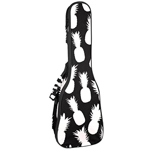 Mersov Concert Ukulele rugzak, zware ukelele tas met opslag, sopraan concert tenor ukelele 10 mm gewatteerde tas ananas zwart wit patroon