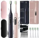 SpinelCare SmileOn PRO zwarte + roze elektrische tandenborstel + 4 witte opzetstukken + 2 etuis