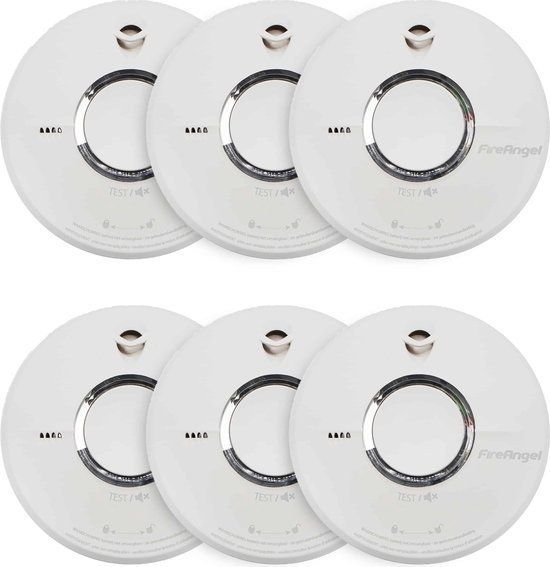FireAngel ST-622 Rookmelder 6-pack | 10 jaar accu | Pauzeknop | Testknop