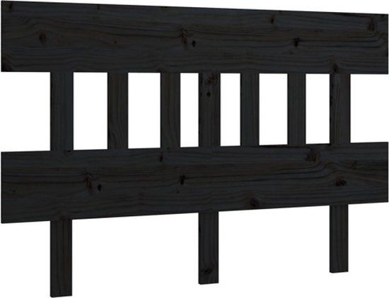vidaXL Hoofdbord 183,5x3x81 cm massief grenenhout zwart