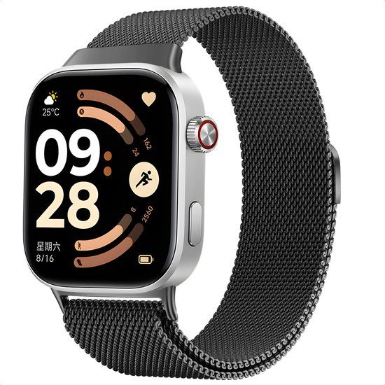 imoshion Milanees magnetisch bandje - Geschikt voor Xiaomi Smart Band 10 Pro / 9 Pro / 8 Pro / Redmi Watch 6 / 5 / 4 - Zwart