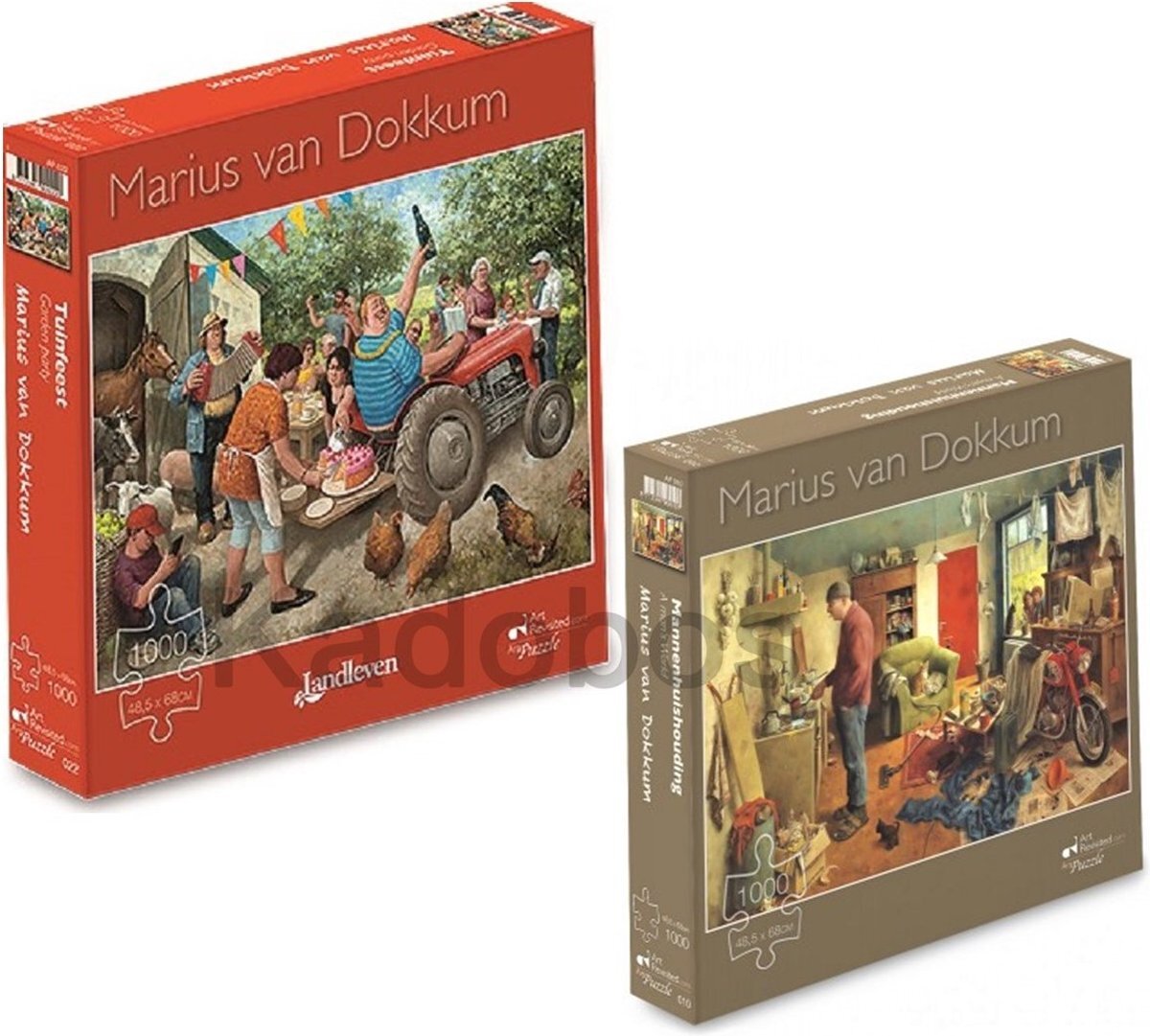 Art Revisited 2x puzzel 1000 pcs Marius van Dokkum - Tuinfeest - Mannenhuishouding