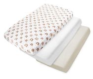 Medi Partners Hoeslaken Mousseline 60x120 cm 3-delige set Babybedlaken Wieg Hoeslaken 100% Katoen - Mousseline Beddengoed Baby Matras Slaapzak Wieg(Regenboog-Wit-Beige)