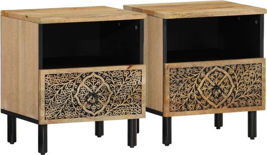vidaXL Nachtkastjes 2 stuks 40x33x46 cm massief mangohout