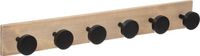 5Five Wandkapstok 6 Haken Hout Zwart 58 x 7 x 8 cm