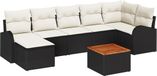vidaXL Tuinbank Set Zwart en Crème Poly Rattan