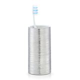 Zeller tandenborstelbeker Brushed, steengoed, zilver, diameter 7 x 13,5 cm