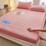 Housse de matelas rose à motif de feuilles pour lit 150 x 200 cm