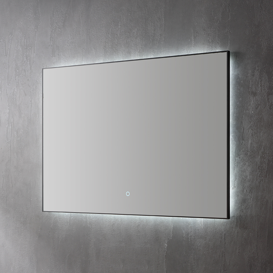 Badkamerplanet Spiegel Infinity Indirect LED verlichting met zwarte omlijsting 80 cm