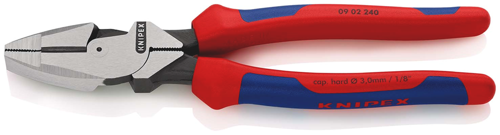 Knipex Kracht-kombitang "Lineman's Pliers" Amerikaans model | Meer-componentengrepen | Zwart geatramenteerd | Lengte 240 mm |