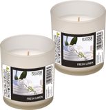 Conpax Candles bougie parfumée - 2x - fresh linnen geur - 8 heures de combustion - en verre - bougie parfumée