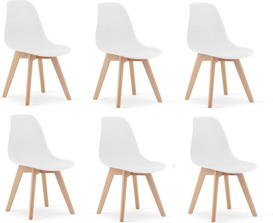 Viking Choice KITO Eetkamerstoelen - Set van 6 - Wit - Scandinavisch & Basic