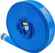 Tuyau plat - Tuyau d'évacuation pour pompe à eau - Longueur 30,48 mètres (100 pieds) - Pression de service 90 PSI - PVC + polyester - Température -5 à 65°C - Bleu
