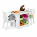 Relaxdays Kinderzitje, tafel en 2 stoelen, met opbergruimte, voor meisjes en jongens, zithoek voor kinderkamer, wit/groen, roze