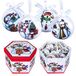 The Christmas Workshop Set van 14 kerstballen/verschillende feestelijke ontwerpen/geschenkdoosjes kerstboomversieringen, 7,5 cm diameter kerstballen (witte cartoon sneeuwpop)