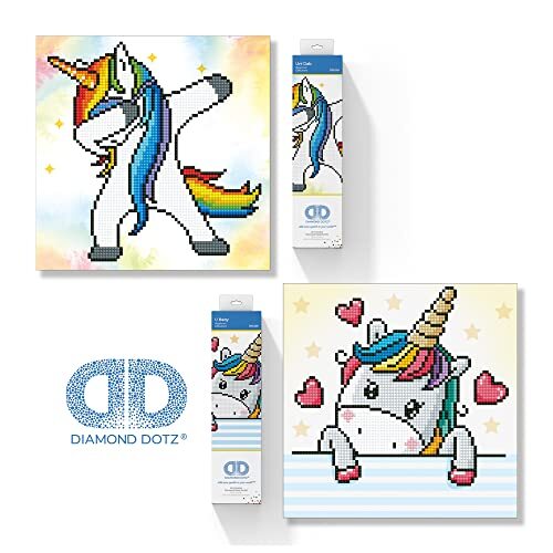 Pracht Creatives Hobby Diamond Dotz 69506 - Diamond Painting plaatjes voor kinderen & volwassenen, DIY set met de motieven "Uni Dab" en "U Baby", evenals bijpassende accessoires.