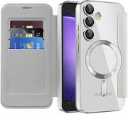 Techsuit Hoesje geschikt voor Samsung Galaxy S23 FE - SmartMag Book Wallet Case - Geschikt voor MagSafe - Grijs
