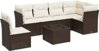 vidaXL 7-delige Loungeset met kussens, polyrattan, bruin