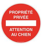 AUA SIGNALETIQUE - Bord, privéterrein, aandacht voor honden, diameter 300 mm, PVC 1,5 mm