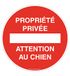 AUA SIGNALETIQUE - Bord, privéterrein, aandacht voor honden, diameter 300 mm, PVC 1,5 mm