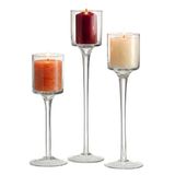 Relaxdays Kaarsenhouders, Set van 3, Transparant Glas