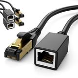 1aTTack.de CAT8.1 RJ45 40Gb/s LAN Verlengkabel 3x 1m LSZH - Zwart