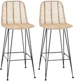 vidaXL - Barkruk - 2 stuks - Naturel - 44 x 53 x 111 cm - Riet en Ijzer