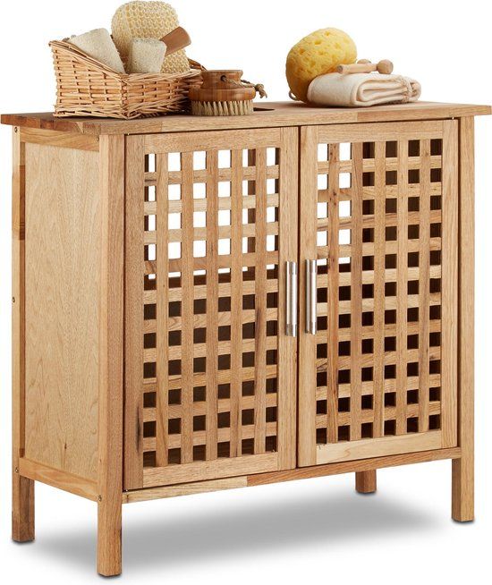 Relaxdays Wastafelonderkast - 61x66x29cm - Walnotenhout