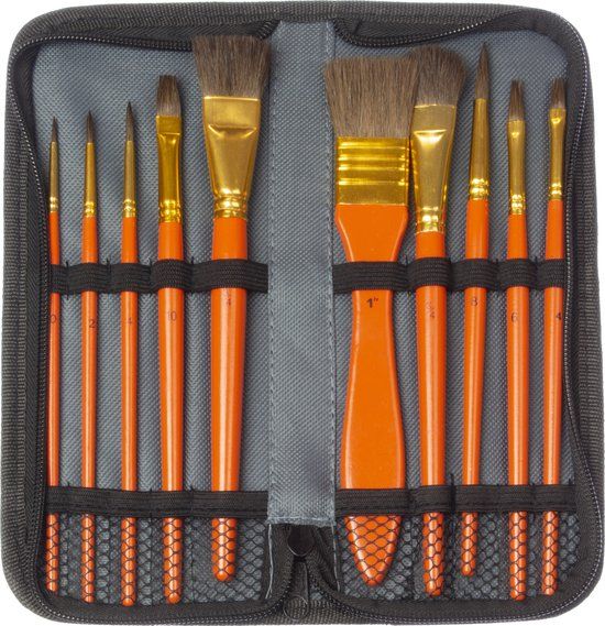 Kangaro Penseelset - Waterverf - 10 stuks in etui