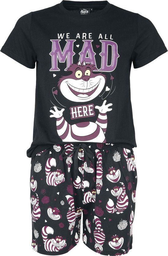 Alice in Wonderland Cheshire Cat - We Are All Mad Here Pyjama zwart Katoen