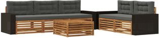 vidaXL Acacia Hout Bank Loungeset 5 Zitplekken Naturel et Anthracite
