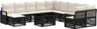 vidaXL Tuinbank Set Zwart en Crème Wit Polyrattan
