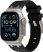 Strap-it bracelet en silicone liquide de luxe pour Apple Watch (Series 1-9, SE, Ultra) - 44/45/46/49mm - Noir avec titane