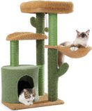 Rakmishop Katten krabpaal cactus - 90cm met hangmat - Groen/Bruin