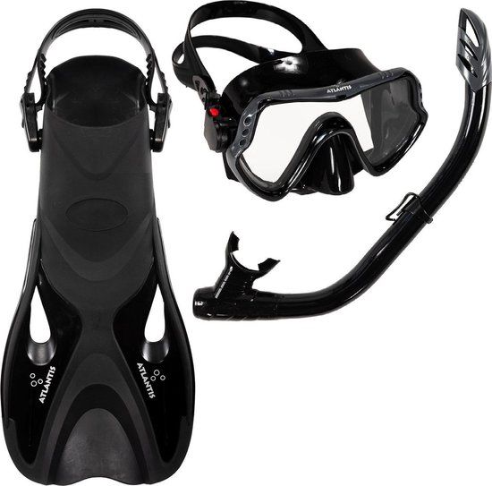 Atlantis Samana Pro Set - Snorkelset - Volwassenen - Zwart/Grijs - Maat 36-41