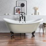 Hudson Reed Oxford Baignoire sur pieds avec deux dossiers Classique 175cm x 73cm - Gris lin, avec pieds de baignoire noirs