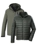 killtec heren Outdoorjas/3 in 1 functionele jas met capuchon en inritsbare gewatteerde jas KOW 95 MN JCKT, oliv, S, 43492-000