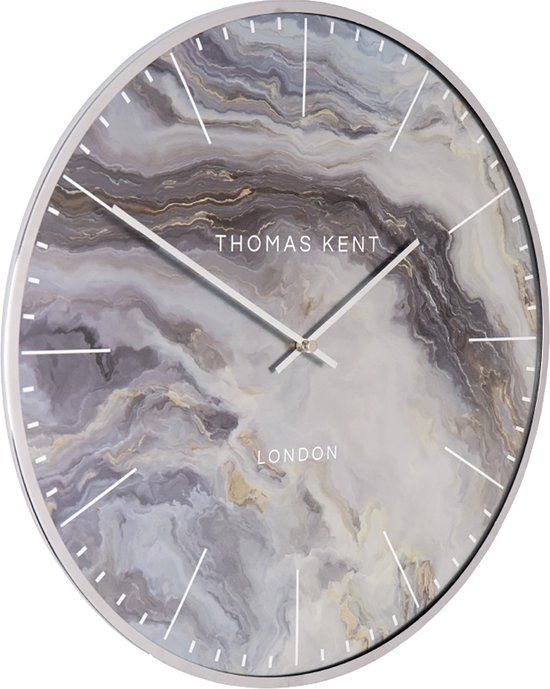 Thomas Kent Oyster S Wandklok - 40cm - Aubergine paars met zilver