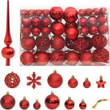 vidaXL Set de boules de Noël 111 pièces Polystyrène Rouge