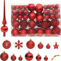 vidaXL Set de boules de Noël 111 pièces Polystyrène Rouge