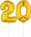 Shoppartners Bv 20 jaar leeftijd feestartikelen - versiering cijfers - ballonnen op stokje - van 41 cm - Combi van cijfer 20 - in het goud