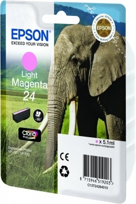 Epson Elephant Singlepack Light Magenta 24 Claria Photo HD Ink single pack / Lichtmagenta