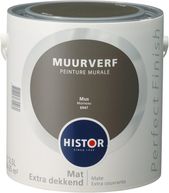 Histor Perfect Finish Muurverf Mat - 2 5 Liter - Mus