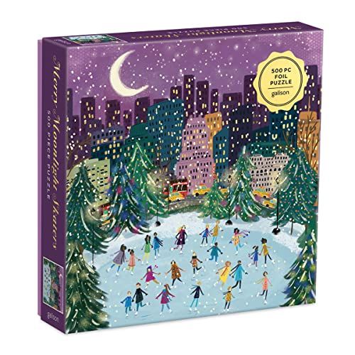 Mudpuppy Press Merry Moonlight Skaters 500 Piece Foil Puzzle - 9780735366725